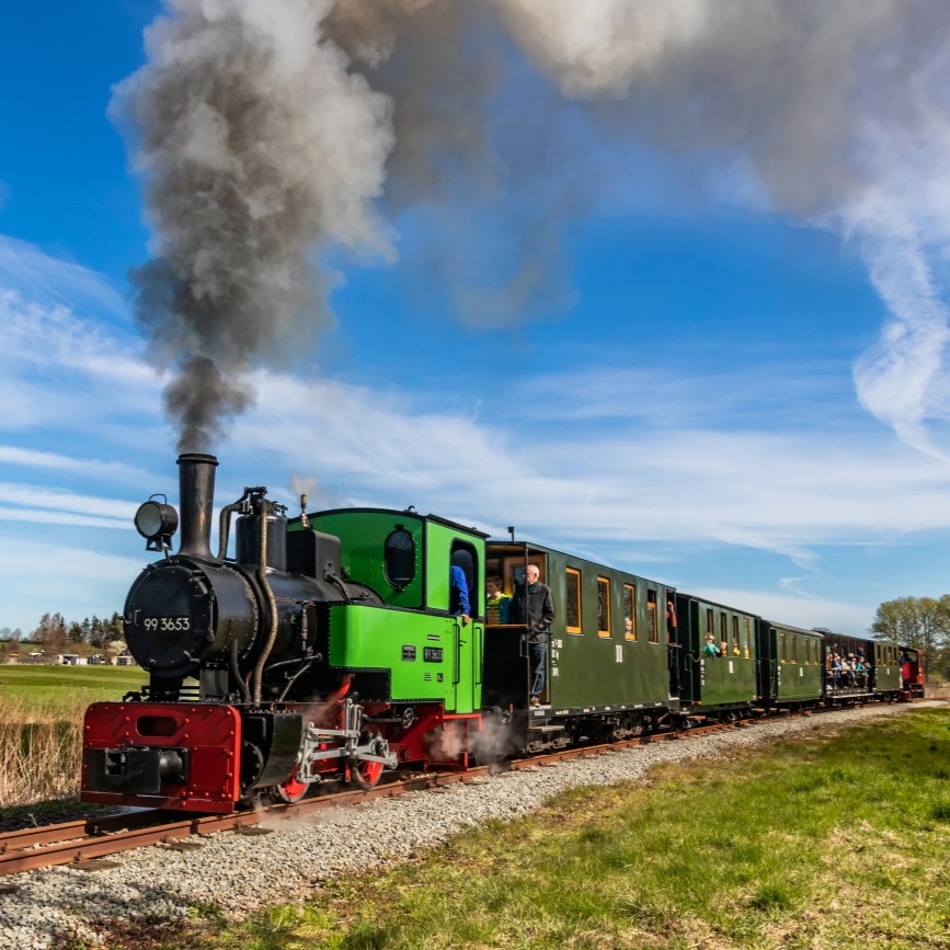 Narrow-gauge railroad under steam